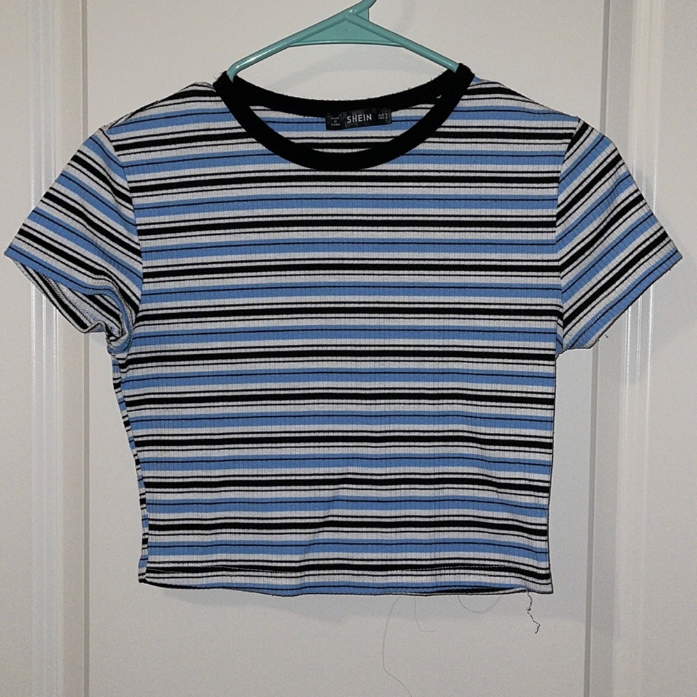Blue Stripped Crop Top
